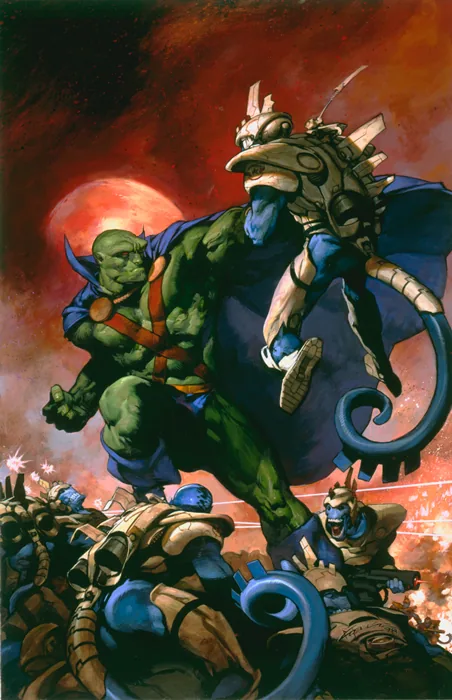 Battle for Mars — painting by Christopher Moeller, © DC Comics
